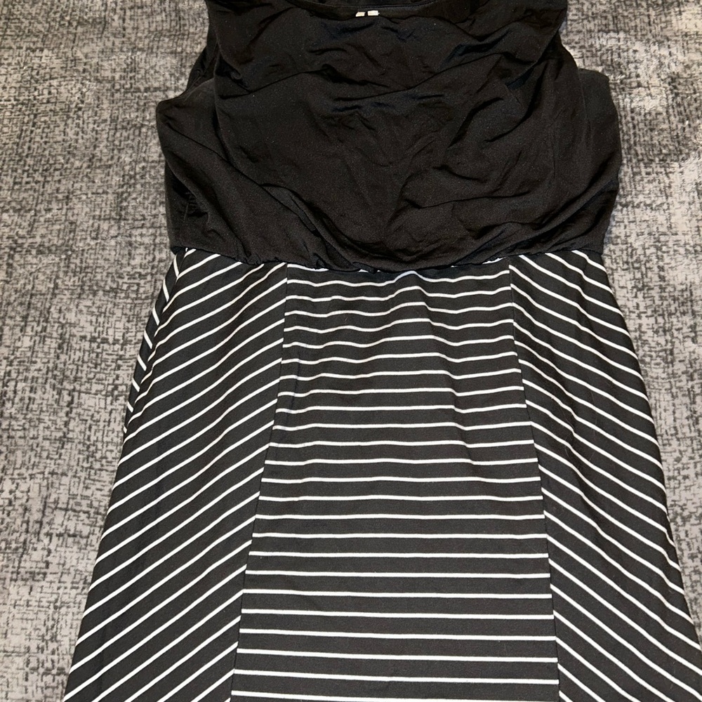 Chic Black and White Striped Dress